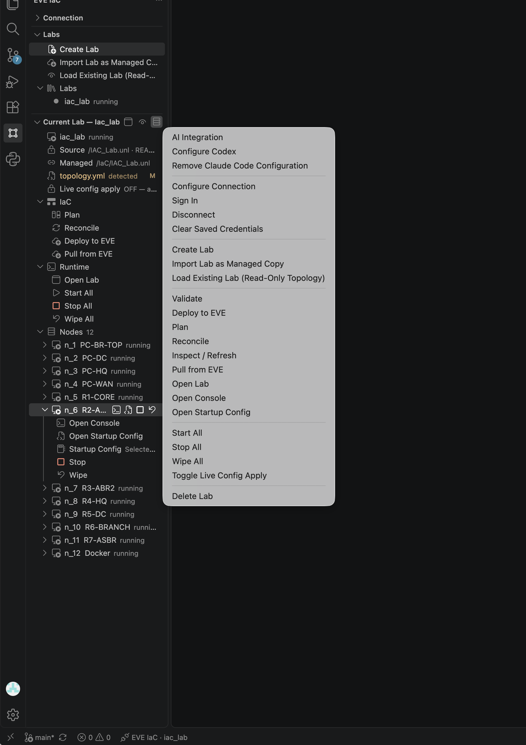 Complete action menu